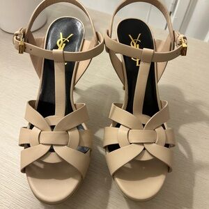 Yves Saint Laurent Beige Strappy Heels